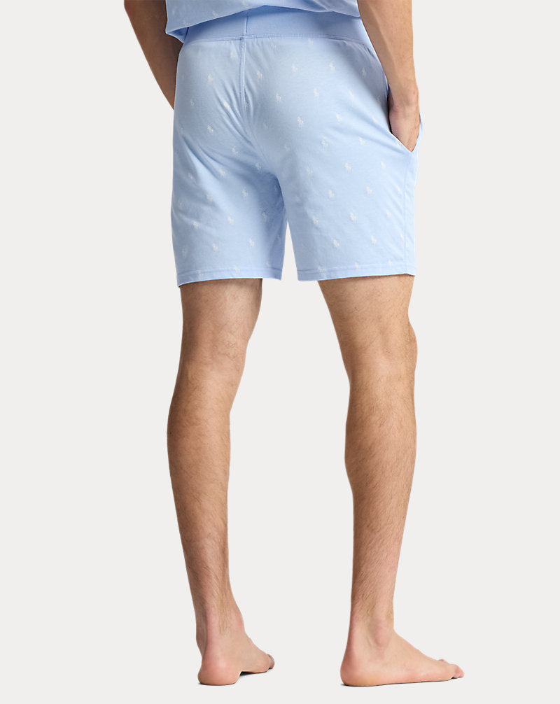 Slim Polo Pony Cotton Jersey Sleep Short Office Blue