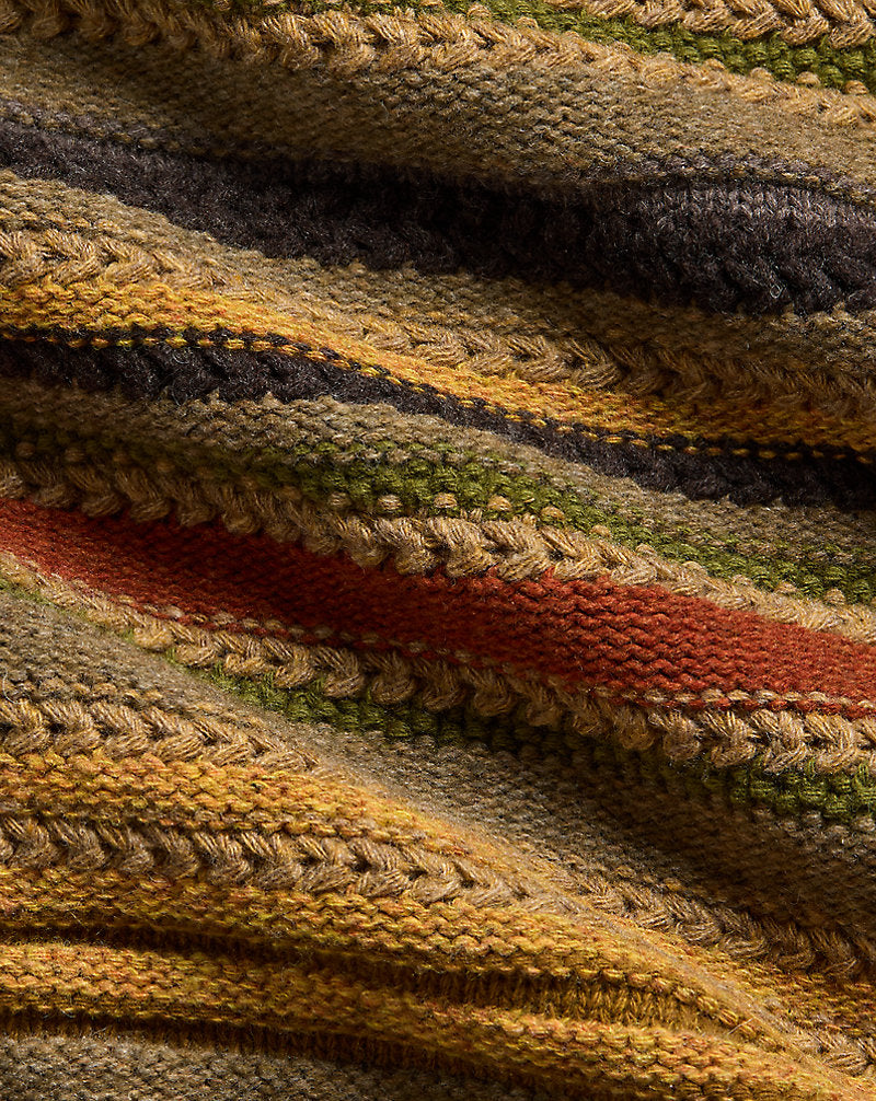 Striped Wool Shawl-Collar Cardigan Brown Multi