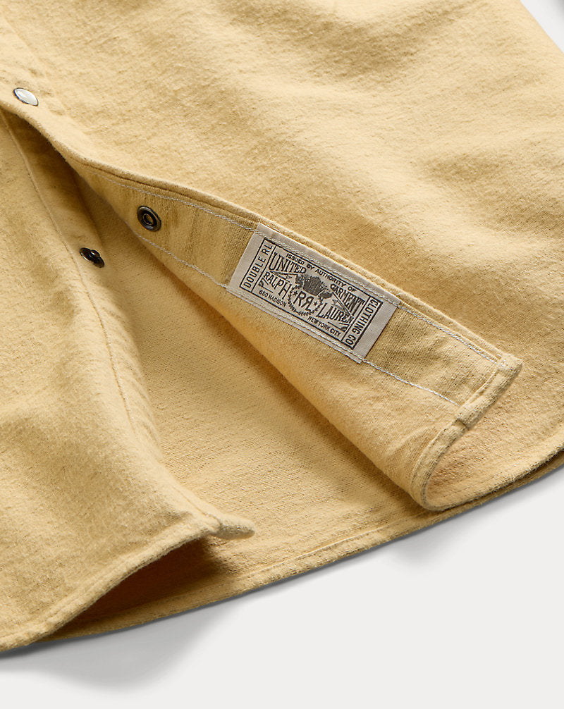Slim Fit Chamois Western Shirt Faded Yellow