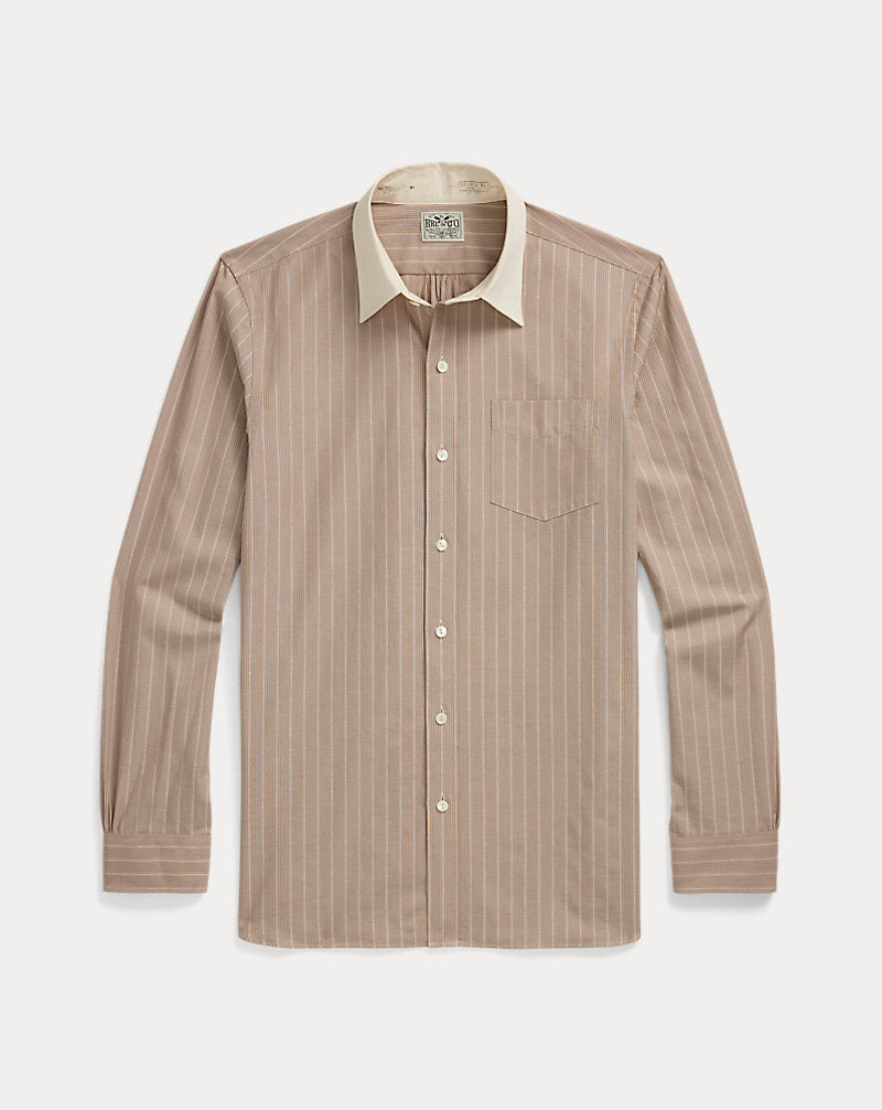 Slim Fit Striped Dobby Shirt Rust Multi