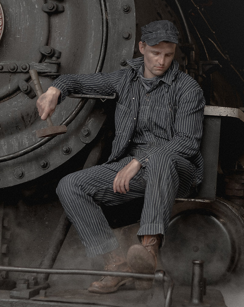 Indigo Dot-Stripe Twill Engineer Coat Indigo Rinse