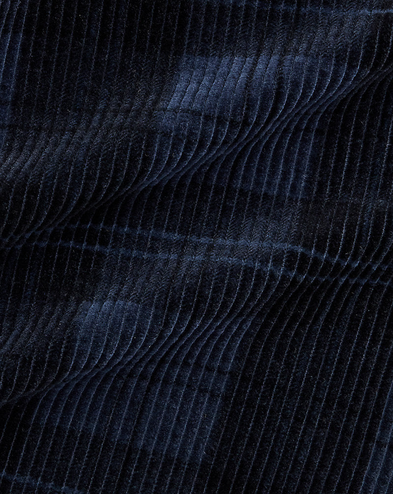 Plaid-Print Corduroy Jacket Indigo Charcoal Plaid