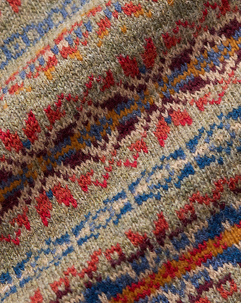 Handbestickter Fair Isle Pullover Orange Multi