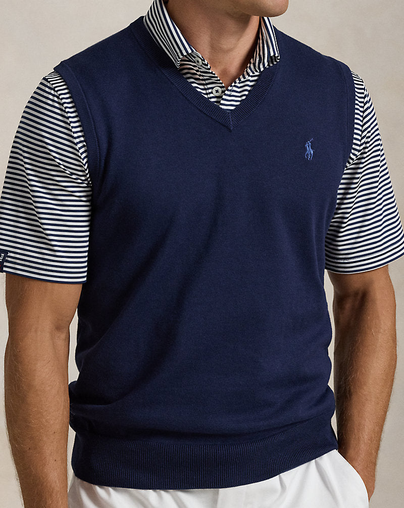 Performance Cotton-Blend Sleeveless Jumper Refined Navy