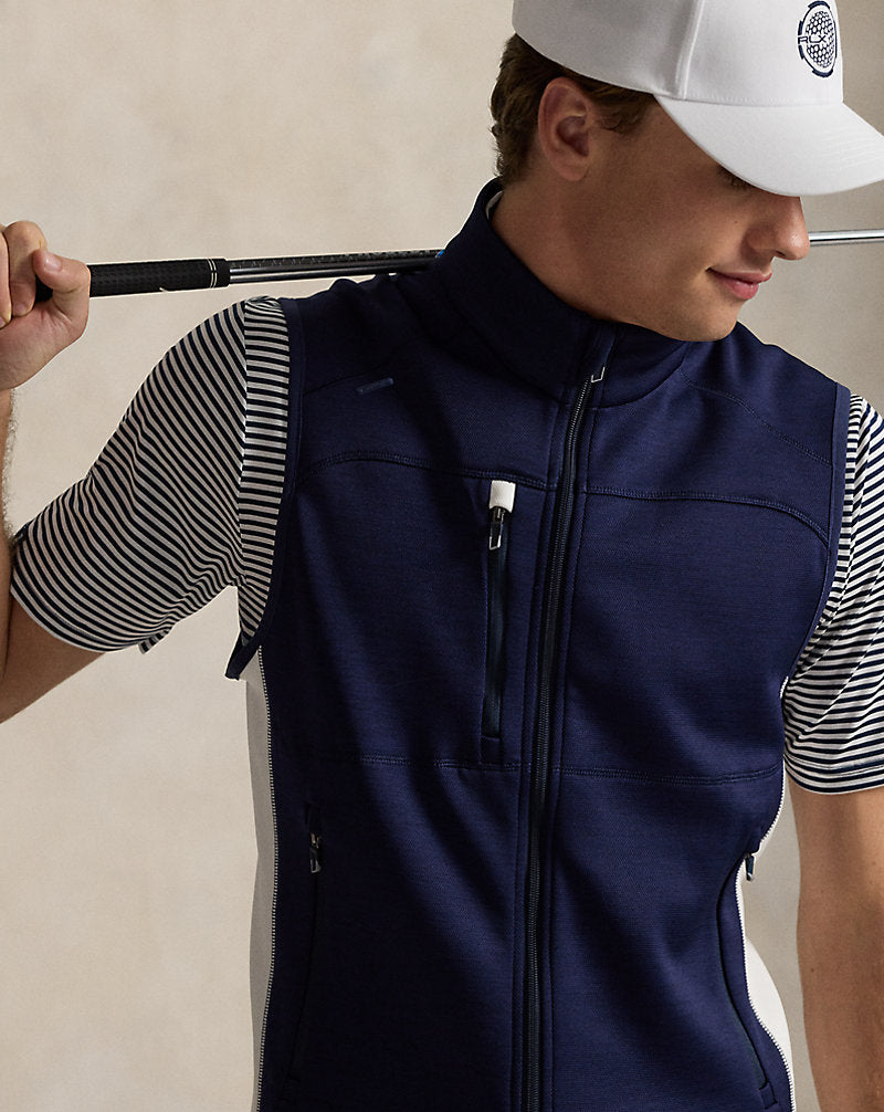 Stretch Double-Knit Full-Zip Gilet Refined Navy/White
