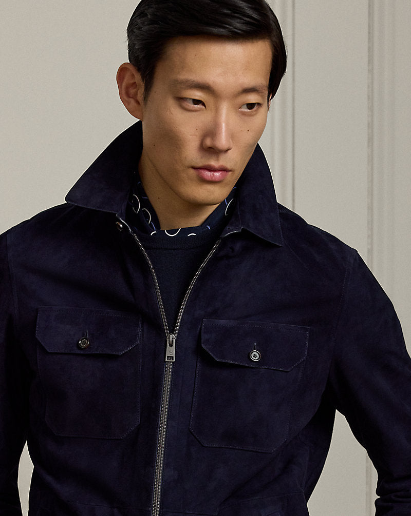 Suede Shirt Jacket Classic Chairman Navy