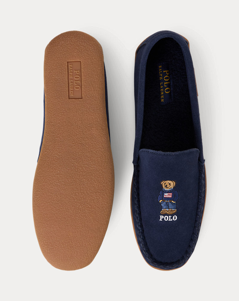Brenan Polo Bear Suede Slipper Navy Suede W/Bear