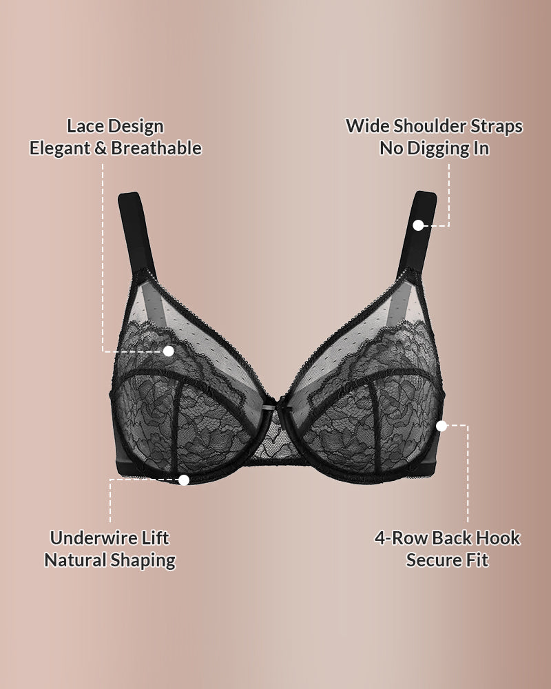 Floral Lace Underwire Bra