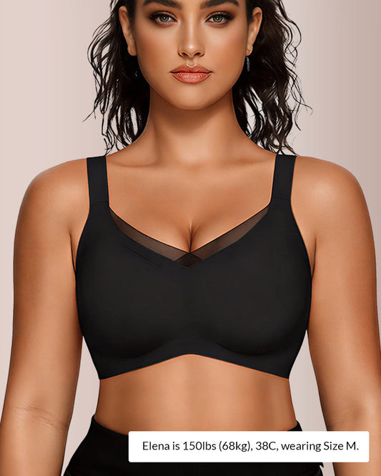 V-Neck Mesh Crossover Bra