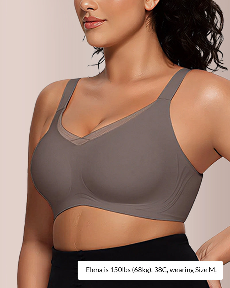 V-Neck Mesh Crossover Bra