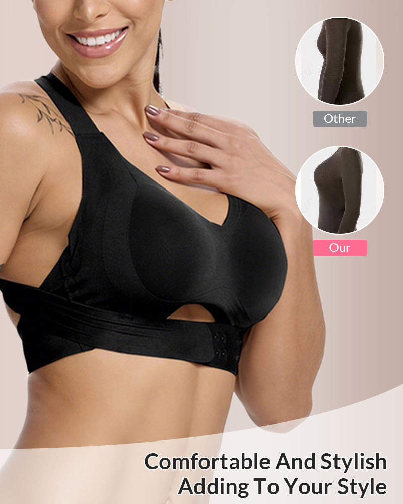 Front Closure Cross-Back Wireless Back-Support Bra