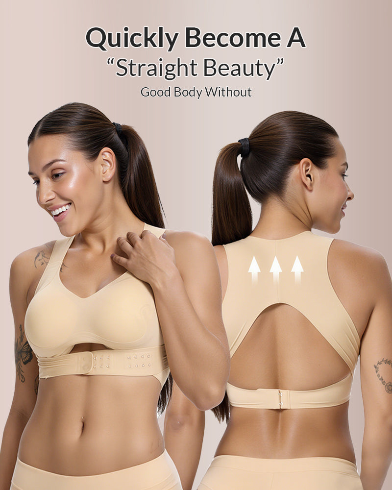 Front Closure Cross-Back Wireless Back-Support Bra