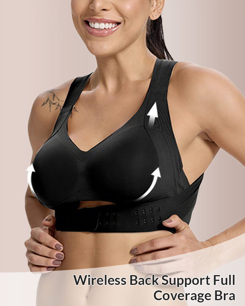 Front Closure Cross-Back Wireless Back-Support Bra