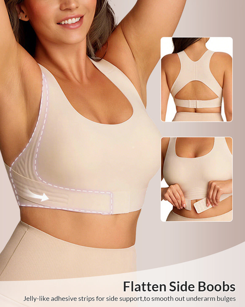 Front Closure Cross-Back Wireless Back-Support Bra
