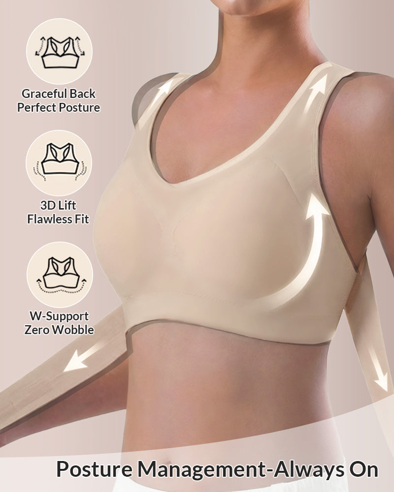 Front Closure Cross-Back Wireless Back-Support Bra