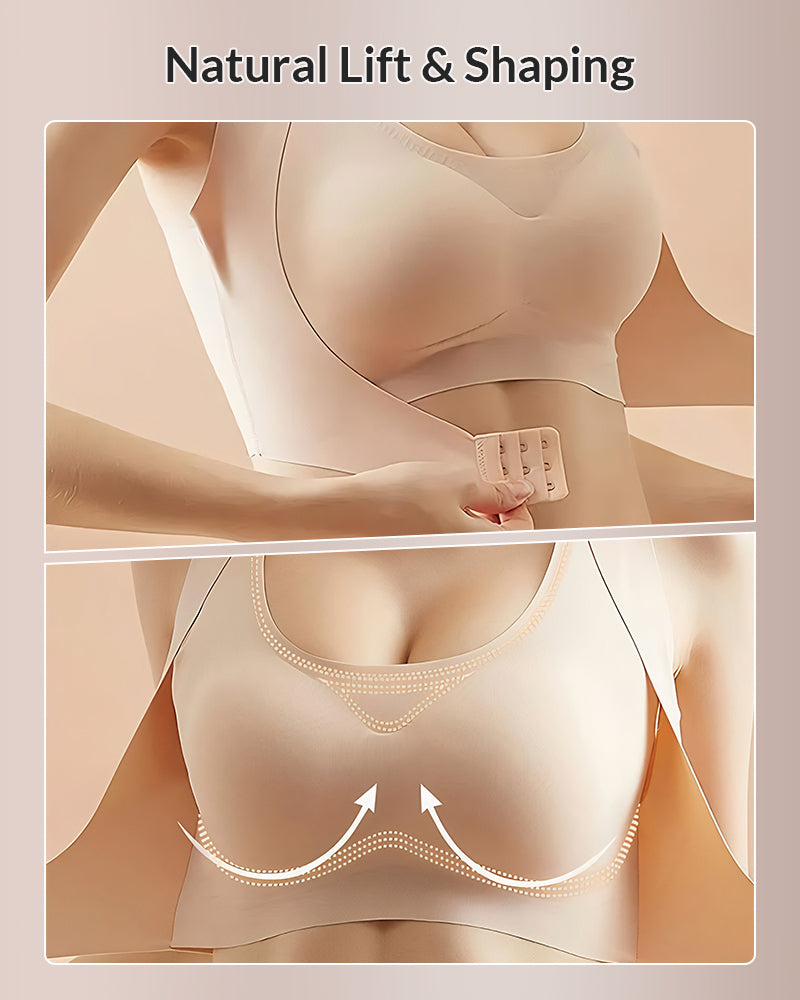 Front Closure Cross-Back Wireless Back-Support Bra