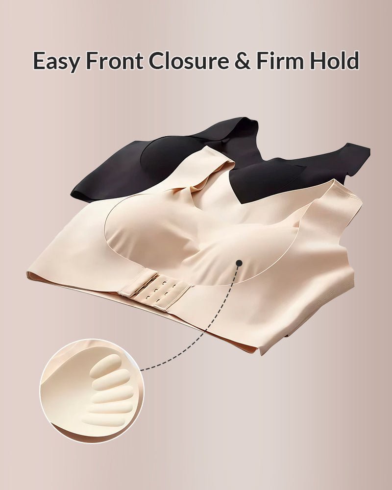 Front Closure Cross-Back Wireless Back-Support Bra