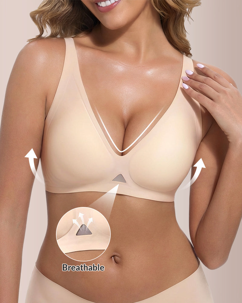 Seamless Wireless V-Neck Fixed Cup Bra