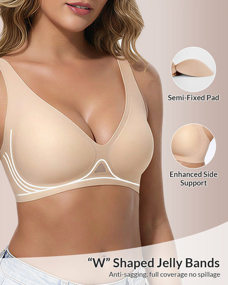 Seamless Wireless V-Neck Fixed Cup Bra