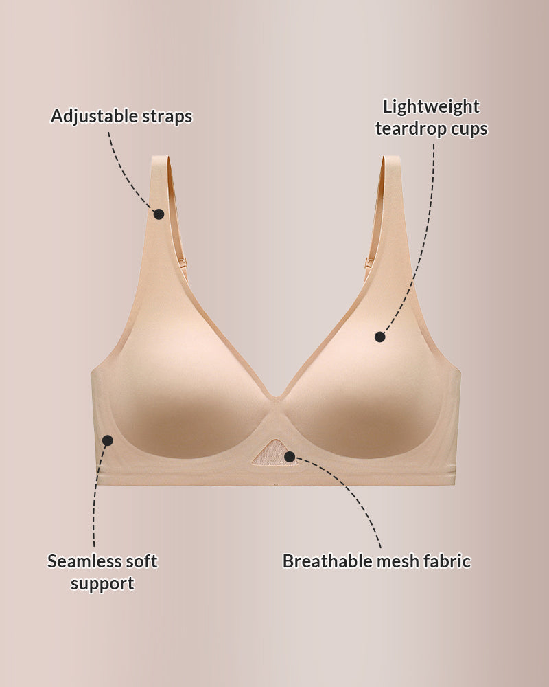 Seamless Wireless V-Neck Fixed Cup Bra