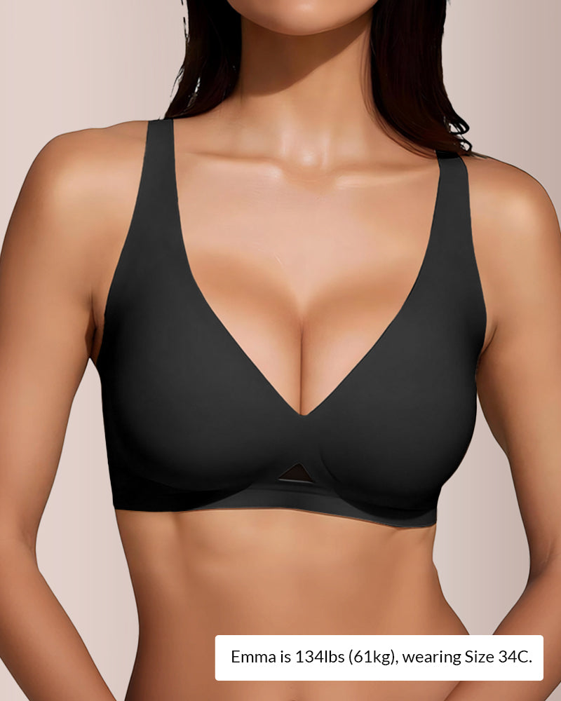 Seamless Wireless V-Neck Fixed Cup Bra