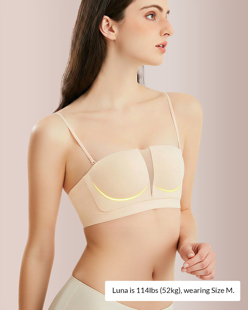 Invisible Seamless Strapless Bandeau Bra - Wire-Free Push-Up