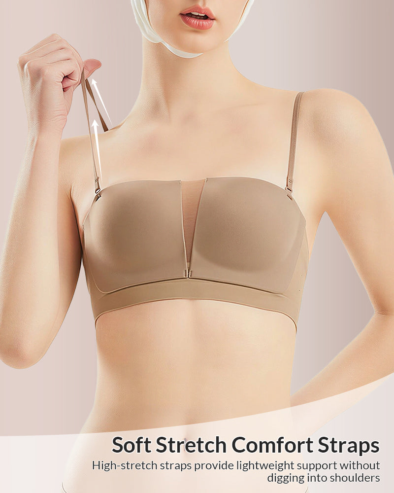 Invisible Seamless Strapless Bandeau Bra - Wire-Free Push-Up