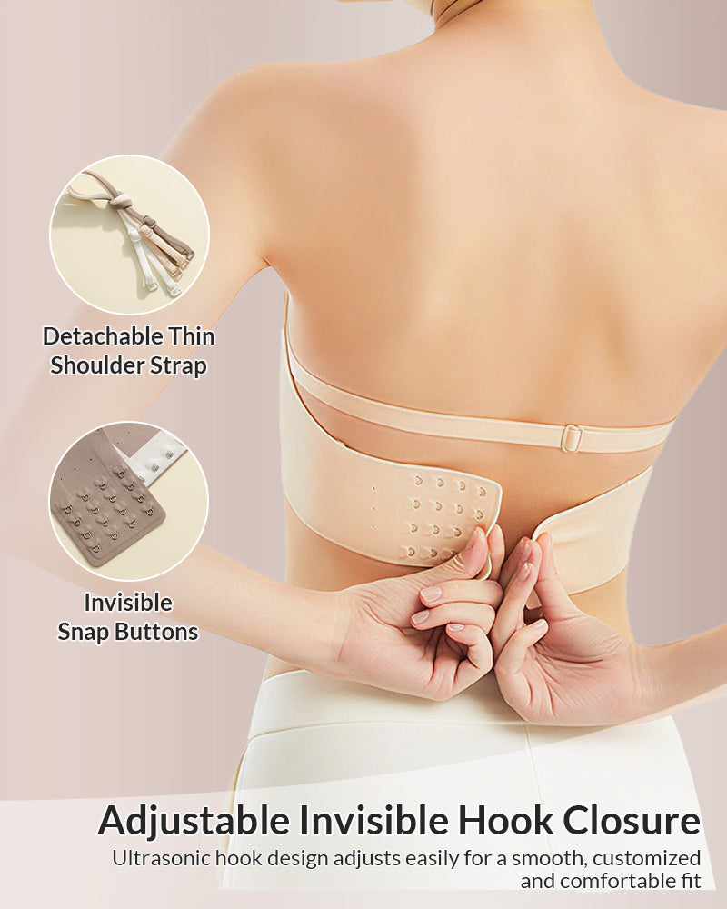 Invisible Seamless Strapless Bandeau Bra - Wire-Free Push-Up