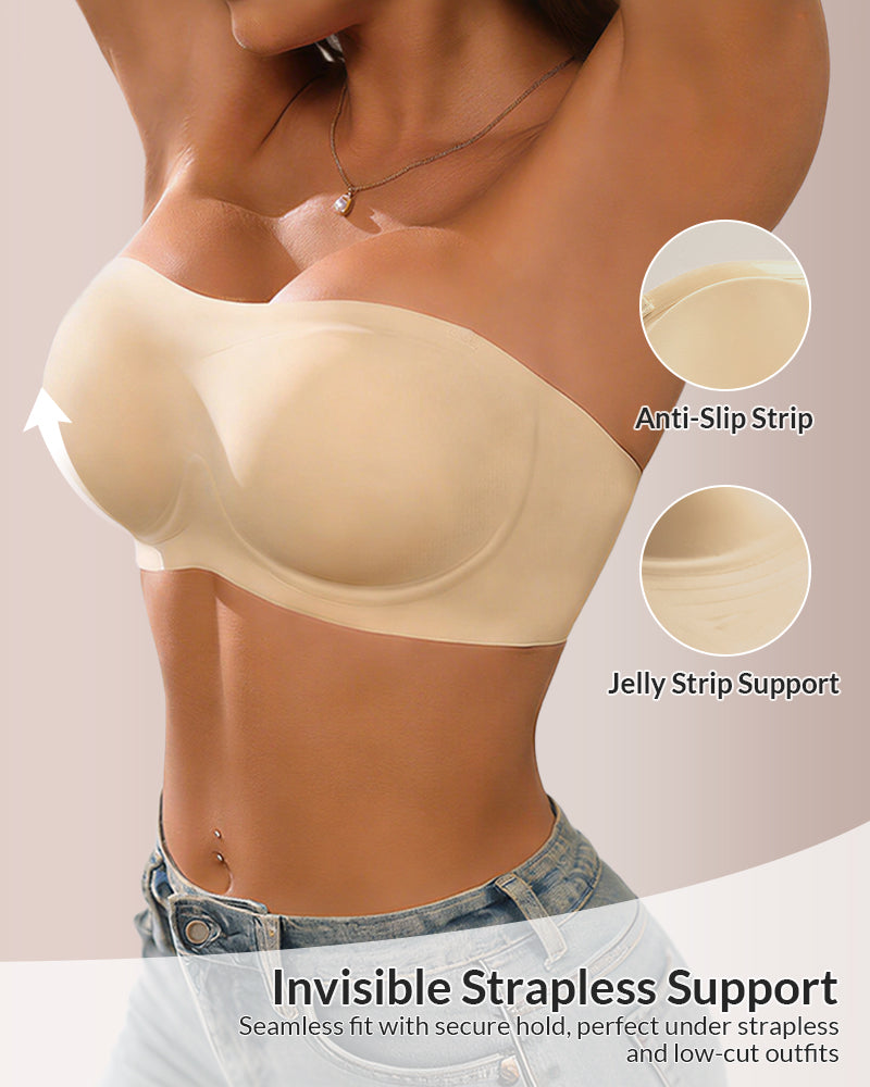Seamless Strapless Push-Up Bandeau Bra