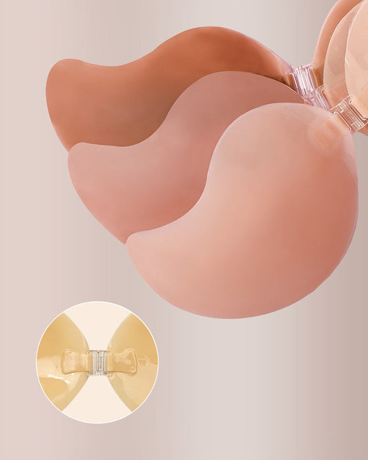 Seamless Mango Cup Silicone Sticky Bra with Push-Up Clasp