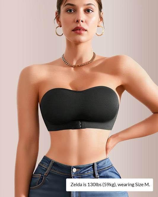 Seamless Front-Closure Strapless Bandeau Bra