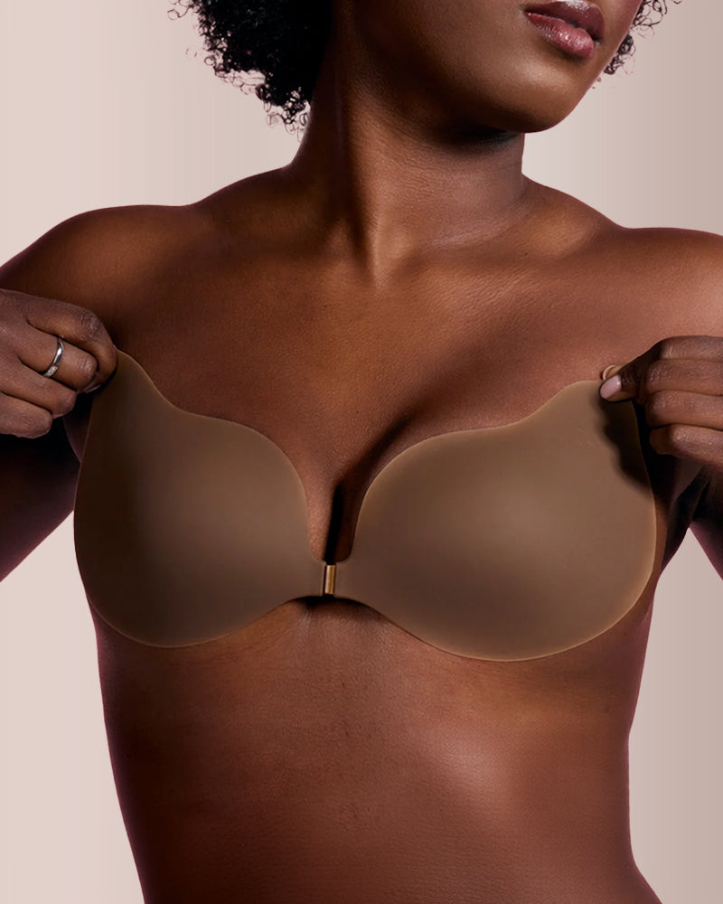 Seamless Deep-V Sticky Silicone Push-Up Bra