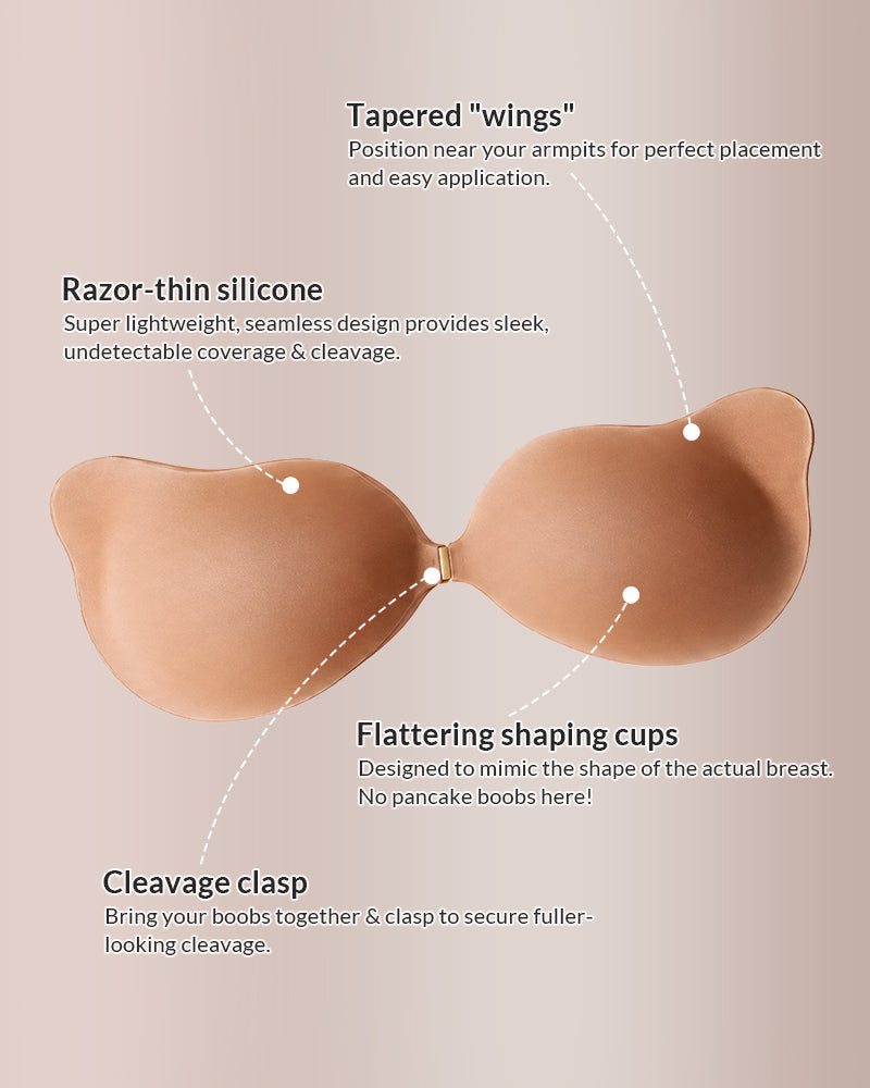 Seamless Deep-V Sticky Silicone Push-Up Bra