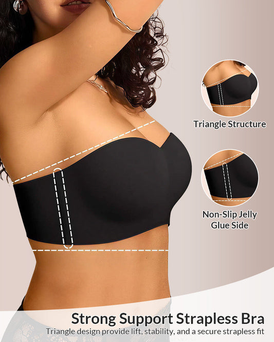 Back Smoothing Strapless Wireless Multiway Support Bra