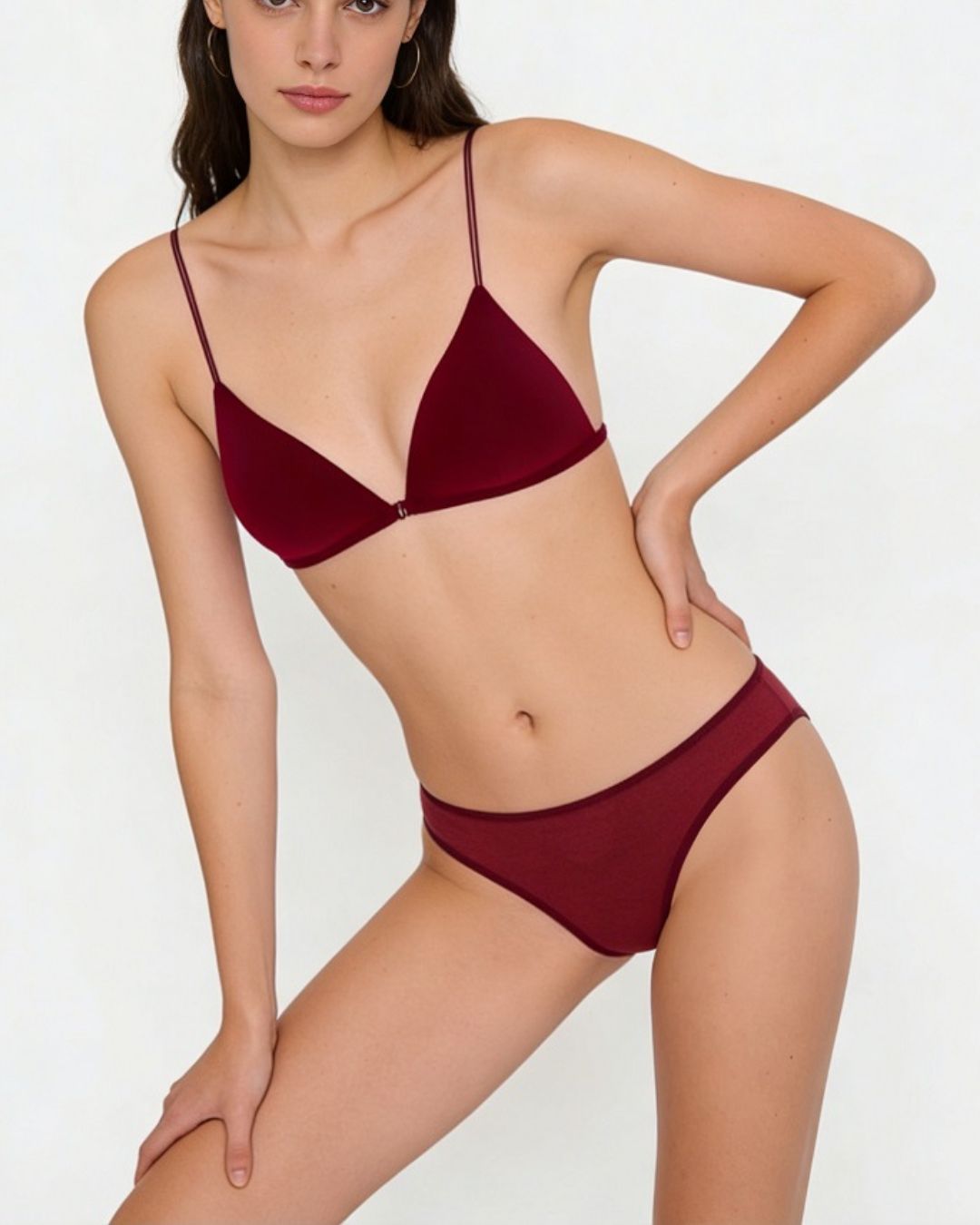 French Triangle Bra in Ultralight Microfiber with Ultra-Thin Straps and Front Closure
