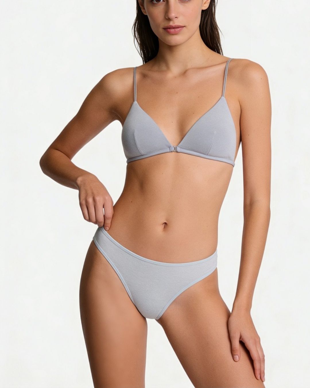 French Triangle Bra in Ultralight Microfiber with Ultra-Thin Straps and Front Closure