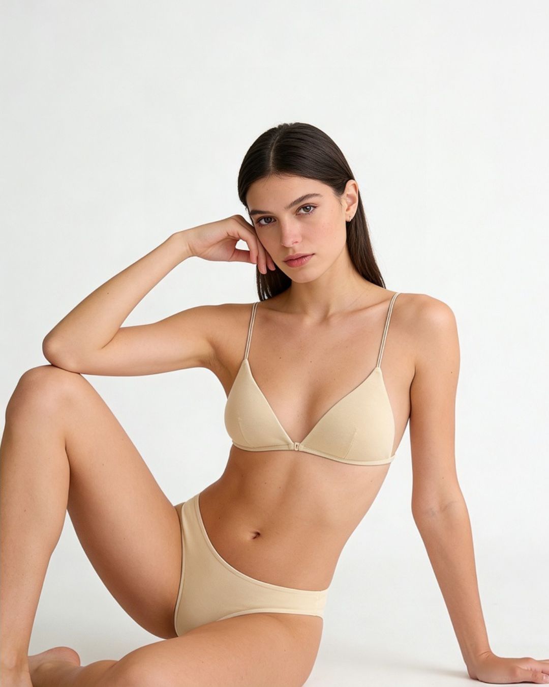 French Triangle Bra in Ultralight Microfiber with Ultra-Thin Straps and Front Closure