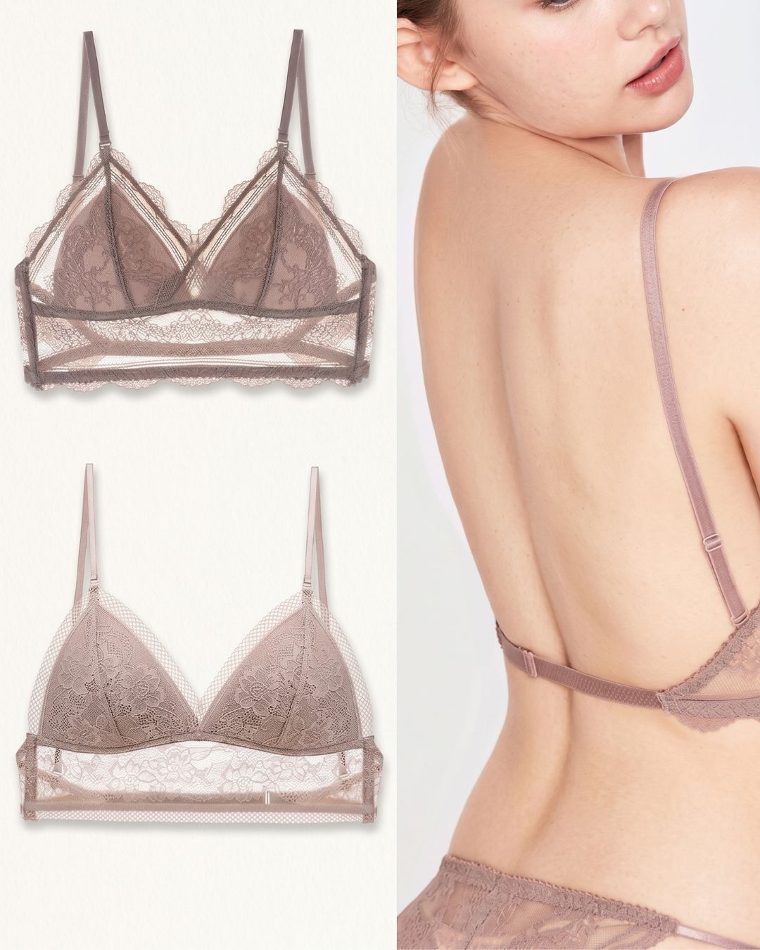 French Lace Wire-Free Thin Invisible U-Shaped Backless Triangle Bras