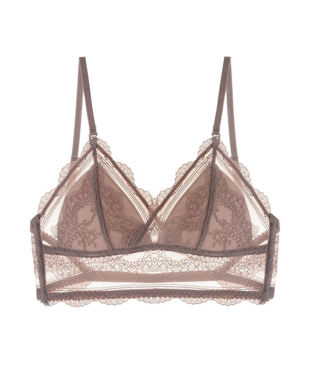 French Lace Wire-Free Thin Invisible U-Shaped Backless Triangle Bras