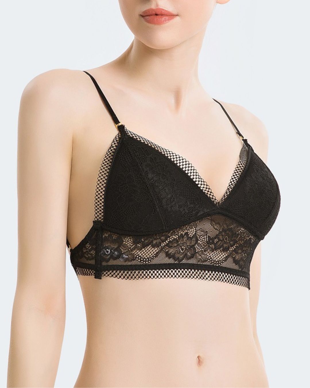 French Lace Wire-Free Thin Invisible U-Shaped Backless Triangle Bras