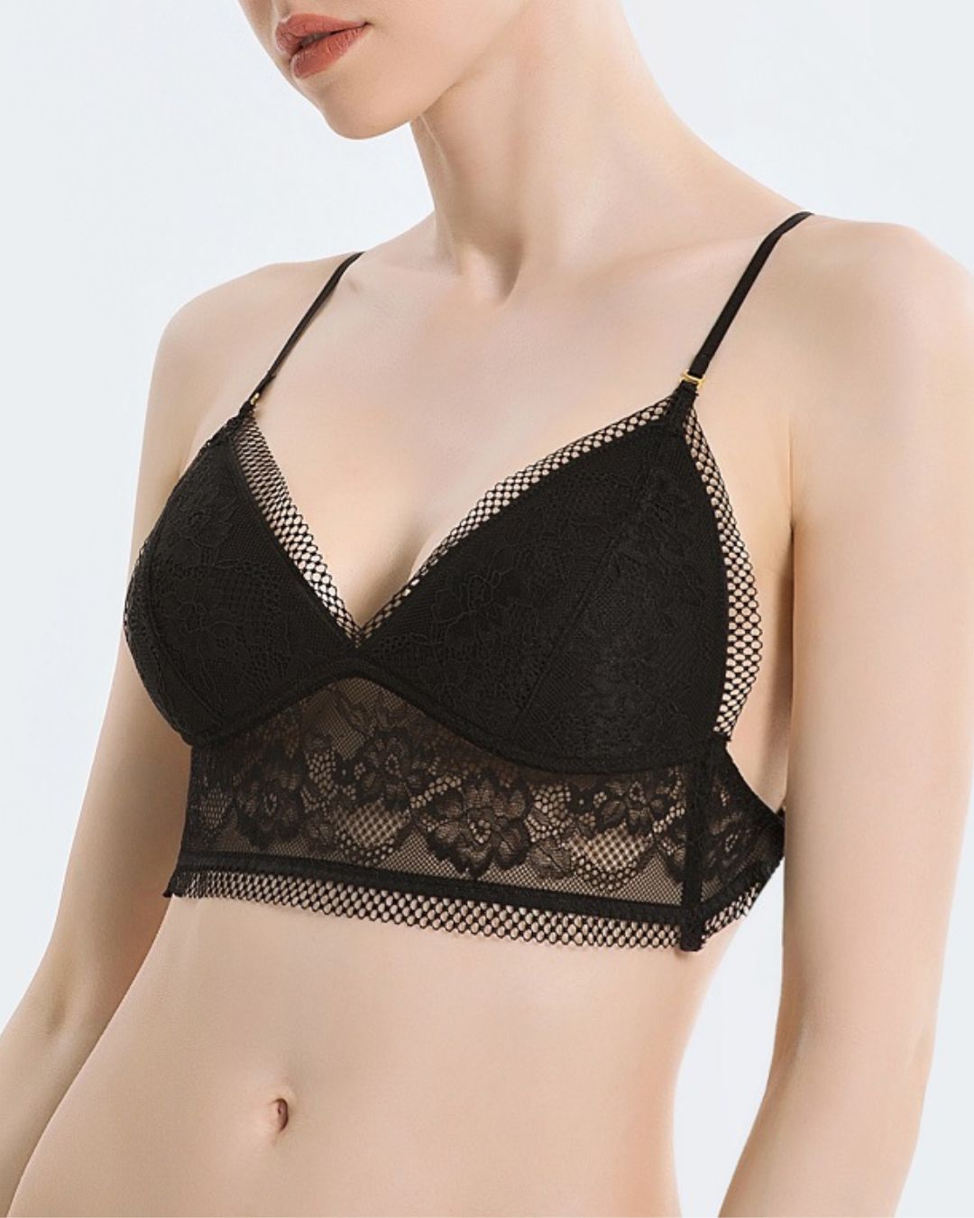 French Lace Wire-Free Thin Invisible U-Shaped Backless Triangle Bras