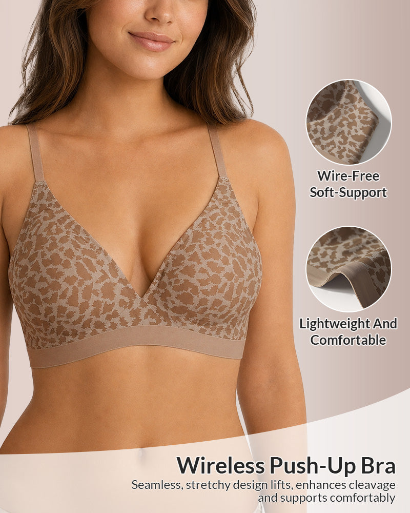 Wild Comfort Seamless Leopard Push-Up Bra