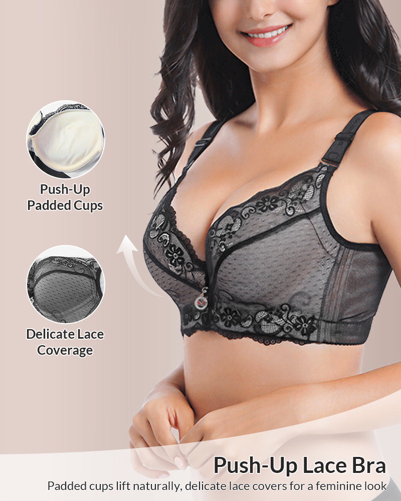 Full Coverage Floral Lace Push-Up Shaping Bra
