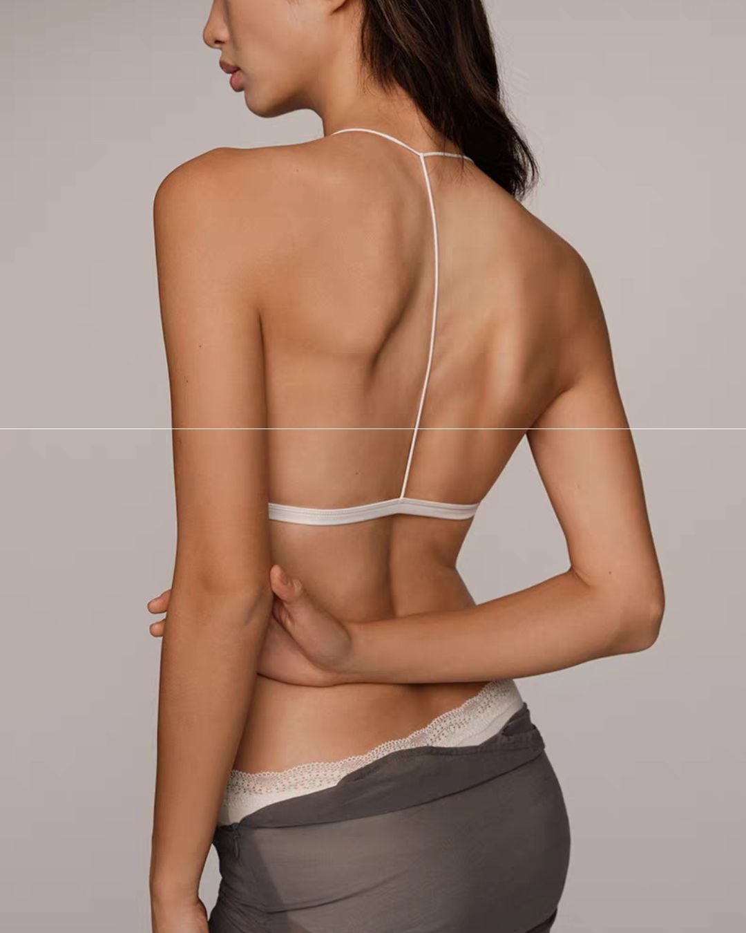 French Front Closure Lace Back Triangle Bra Thin Straps Lightweight Elegant Lingerie