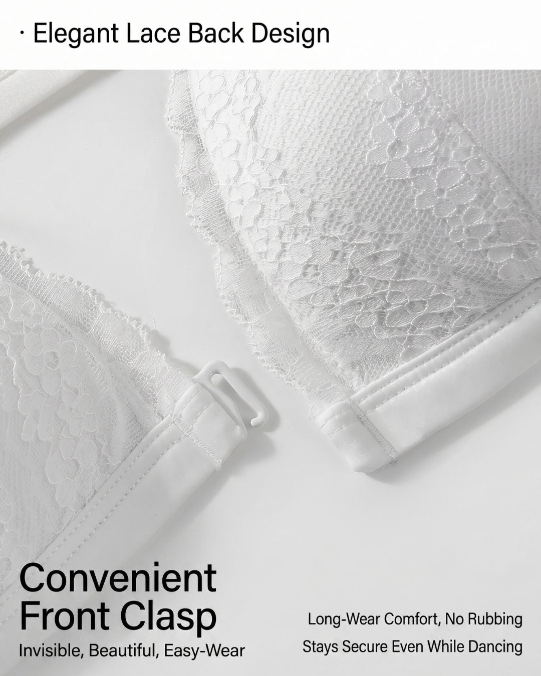 French Front Closure Lace Back Triangle Bra Thin Straps Lightweight Elegant Lingerie