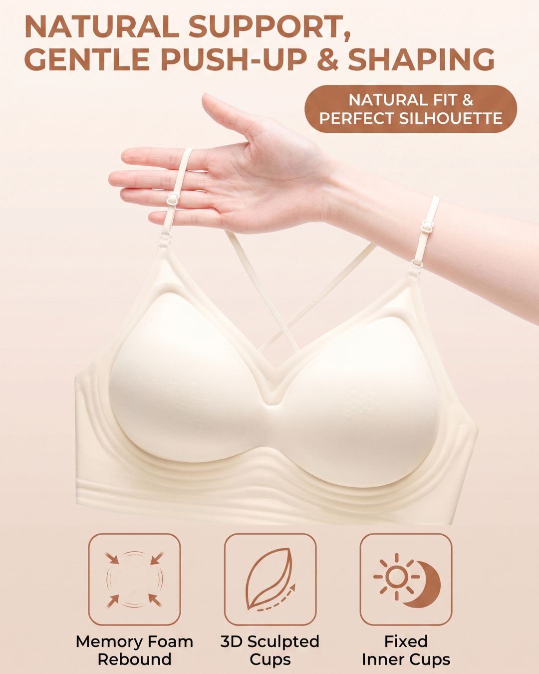 U-Back Invisible Halter Thin Straps Push-Up Seamless JellyBra Support Backless Lingerie