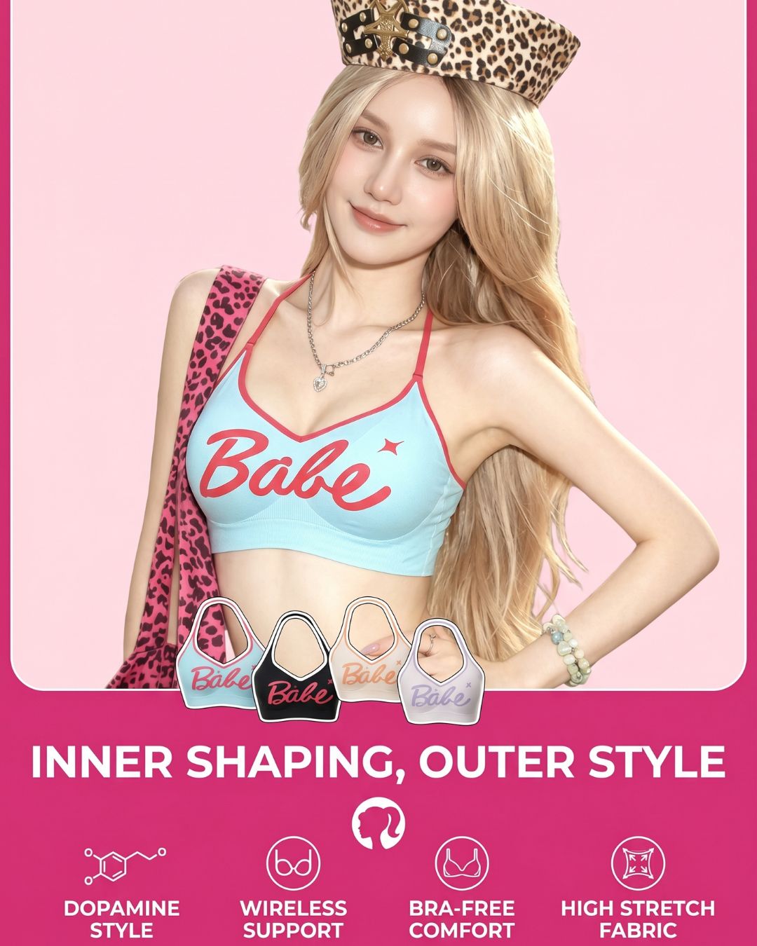 Y2K Babe Bralette Contrast Trim Crop Top Built-In Support Coastal Vacation Style