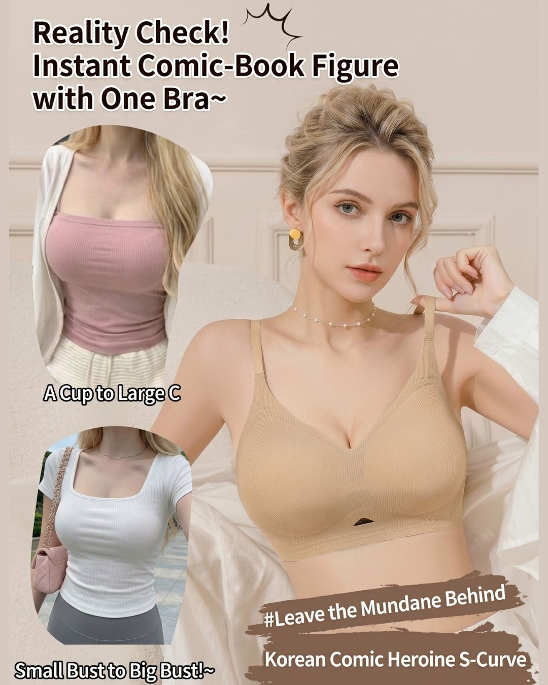 Seamless Push-Up Bra Natural Lift Enhanced Cleavage Bra
