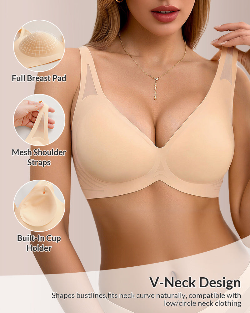 Seamless Deep V-Neck Push-Up Bra