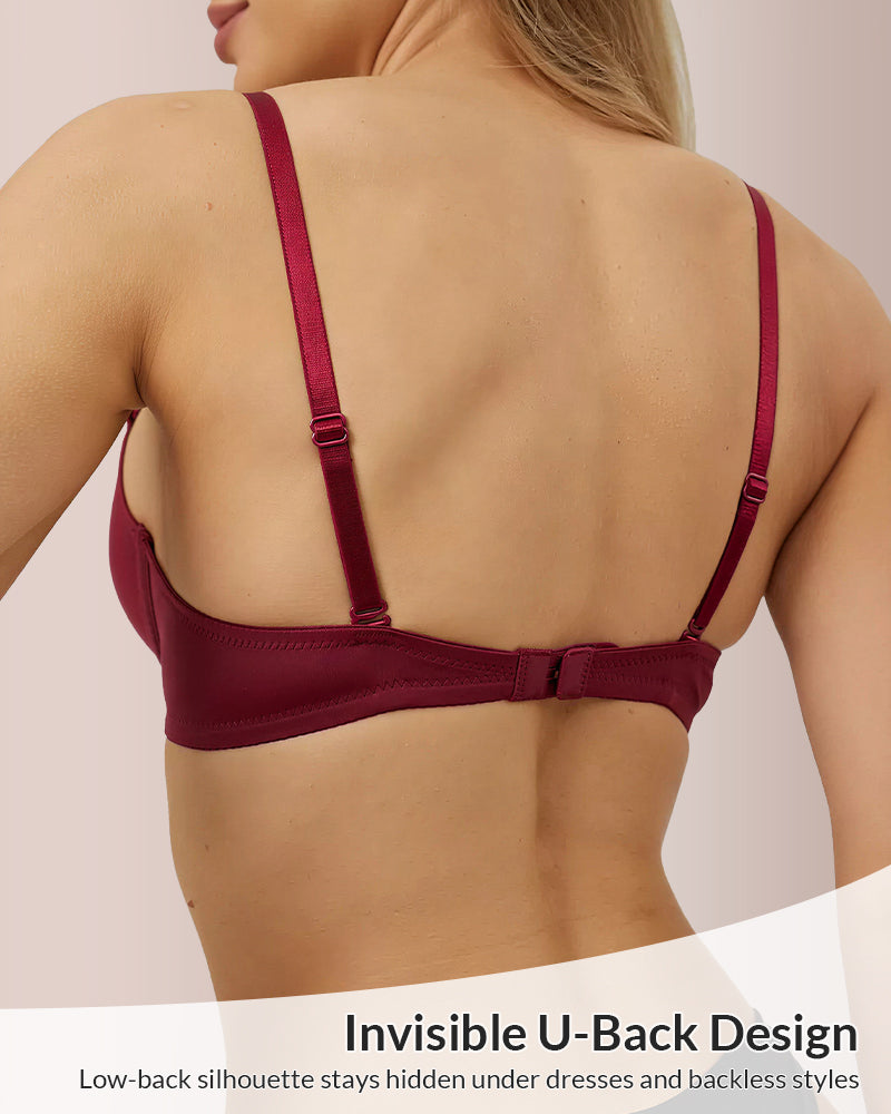 Deep U-Plunge Seamless Push-Up Bra for Low Back Dresses